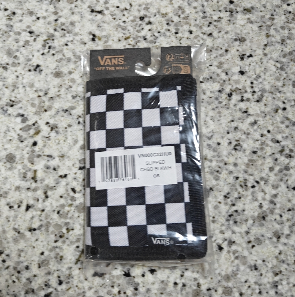 NEW Vans Slipped Checkerboard Wallet (Black/White) - Picture 3 of 7